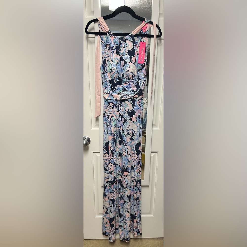 Lilly Pulitzer Martina Maxi Dress NWT Pink and Blue Floral Dress